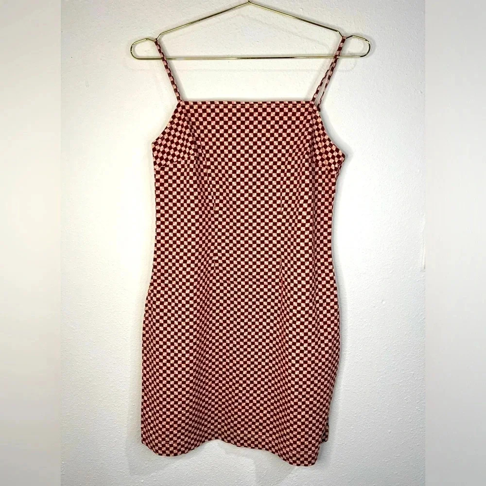 levis dress women small Y2K Streetwear Checkered Print Strappy Dress Size Medium - Picture 2 of 7